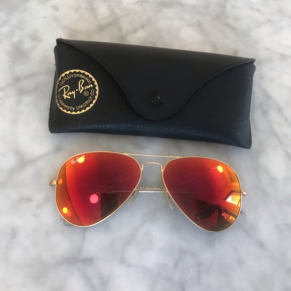 Ray-Ban Accessories - Red Orange RAY-BAN Aviator Sunglasses 58mm